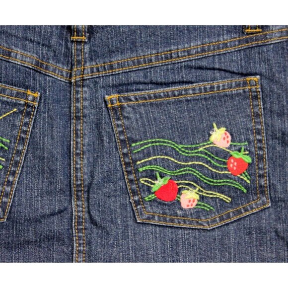 2007 Gymboree Strawberry Farm Denim sz 8 Skorts Embroidered Pockets Sun Fields - Picture 5 of 7